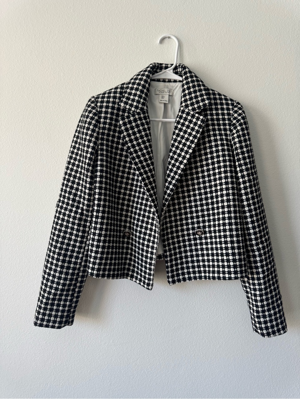 Rachel Zoe Black & White Houndstooth Cropped Blazer